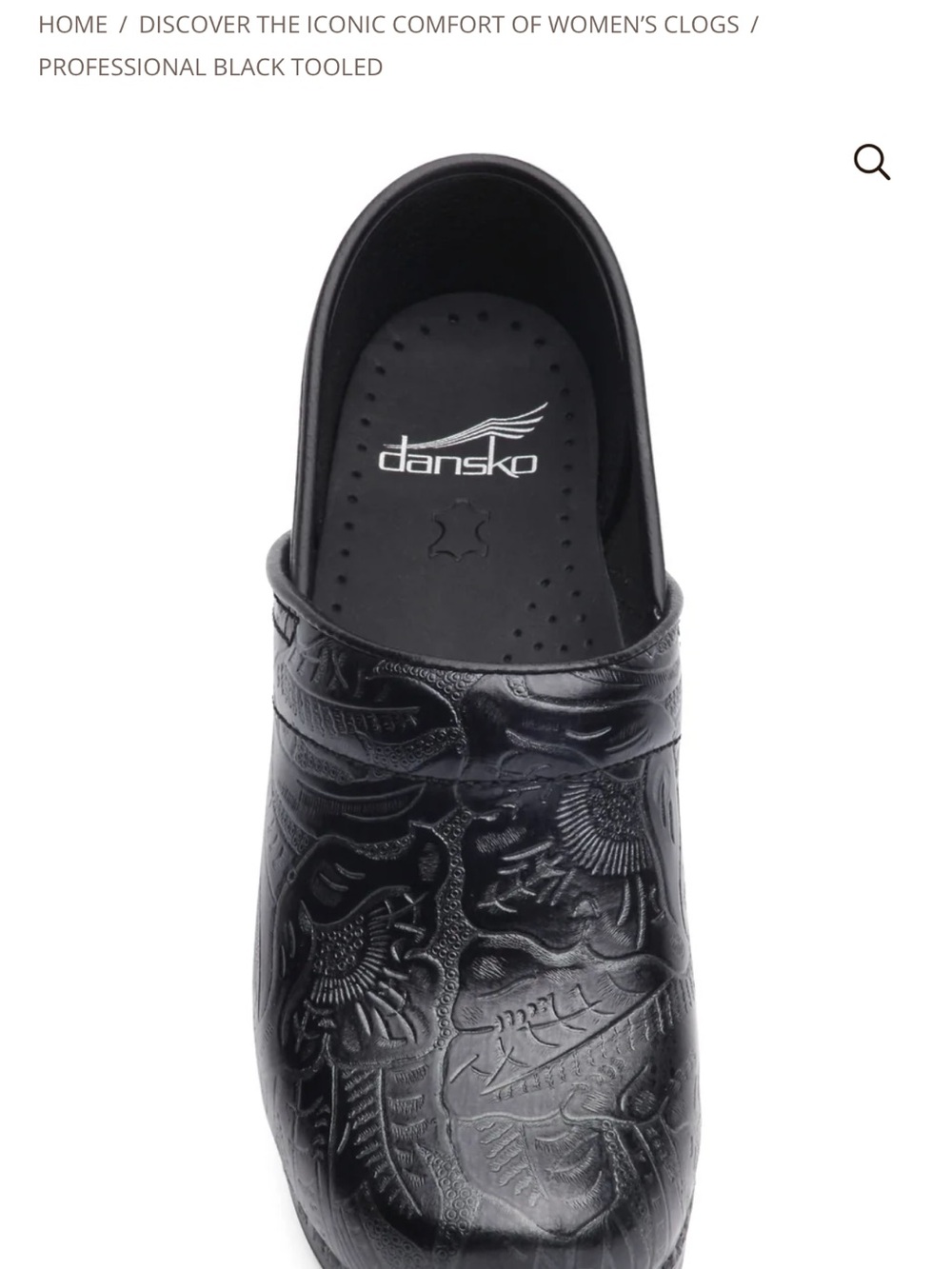 Dansko Black Embossed Leather Slip-On Clog